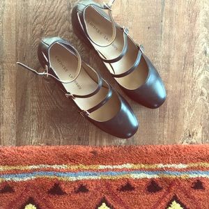 Strappy, black block heels, worn twice